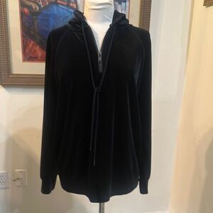 Liverpool Los Angeles Elegant Black Velvet  Hoodie Size Large